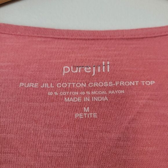 J. Jill Pure Jill Cotton Cross-Front Women's Pink Buttons Top Pink M P - Picture 3 of 7